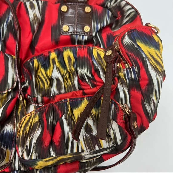 MZ Wallace Clara Ikat Print Red Yellow Handbag - Picture 3 of 9